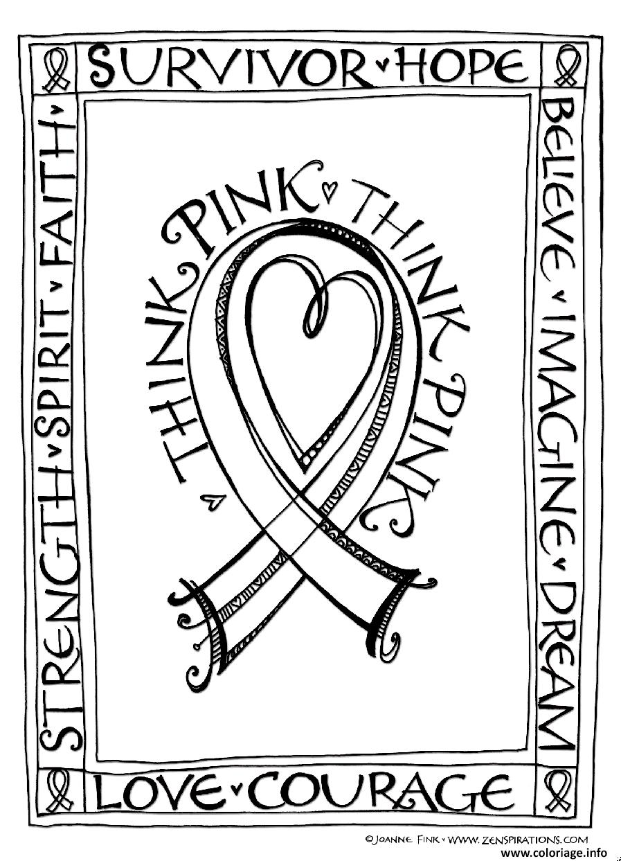 Dessin penser rose think pink breast cancer Coloriage Gratuit à Imprimer