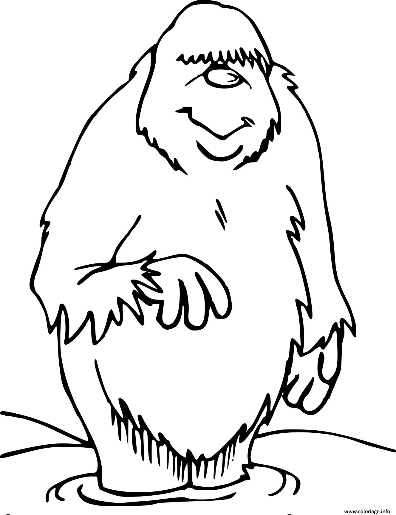 Dessin ancien yeti au froid Coloriage Gratuit à Imprimer