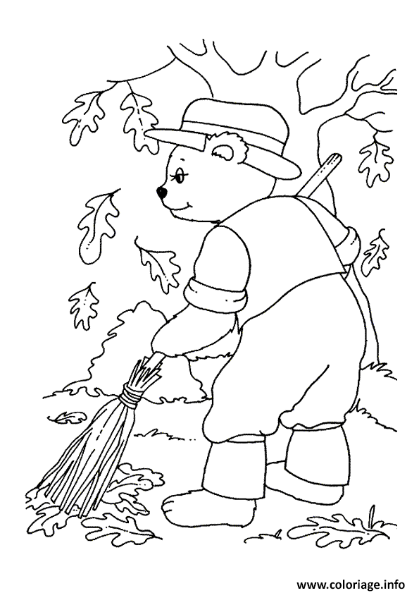 Coloriage Balayer Les Feuilles Automnes Dessin