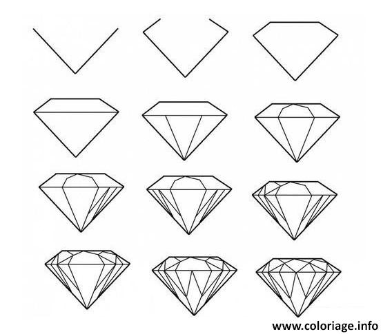 Dessin comment dessiner un diamant Coloriage Gratuit à Imprimer