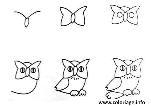 Dessin comment dessiner un hibou dessin facile Coloriage Gratuit à Imprimer