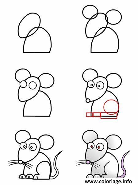 Dessin dessin facile a faire souris Coloriage Gratuit à Imprimer