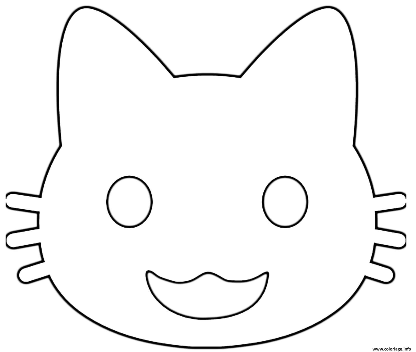 Dessin Google Emoji Smiling Cat Coloriage Gratuit à Imprimer