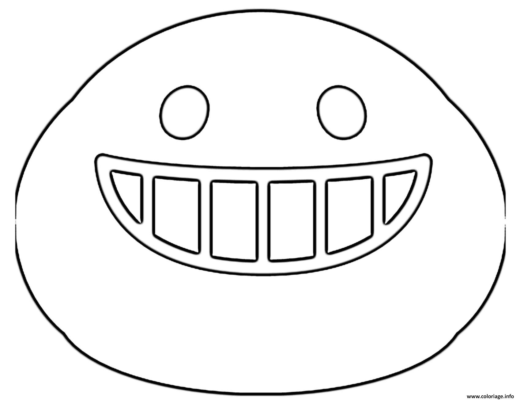 Dessin Google Emoji Smiling Teeth Coloriage Gratuit à Imprimer