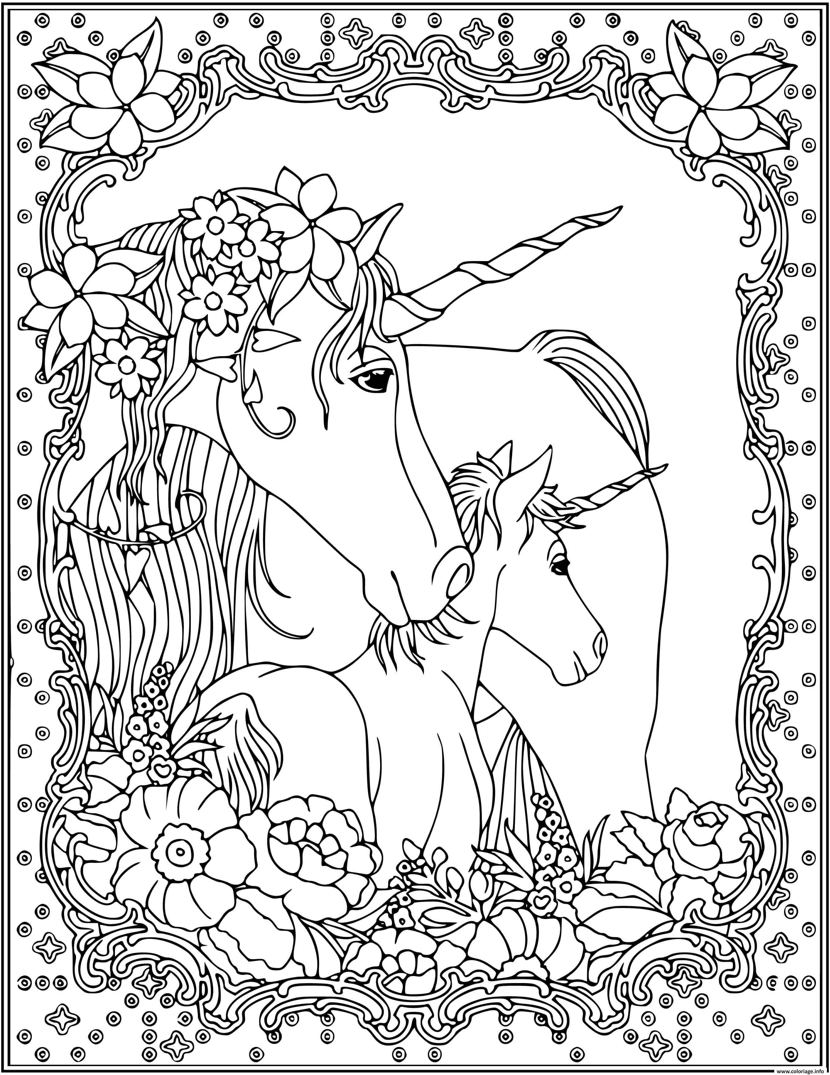 Coloriage licorne unicorn adulte  JeColorie.com