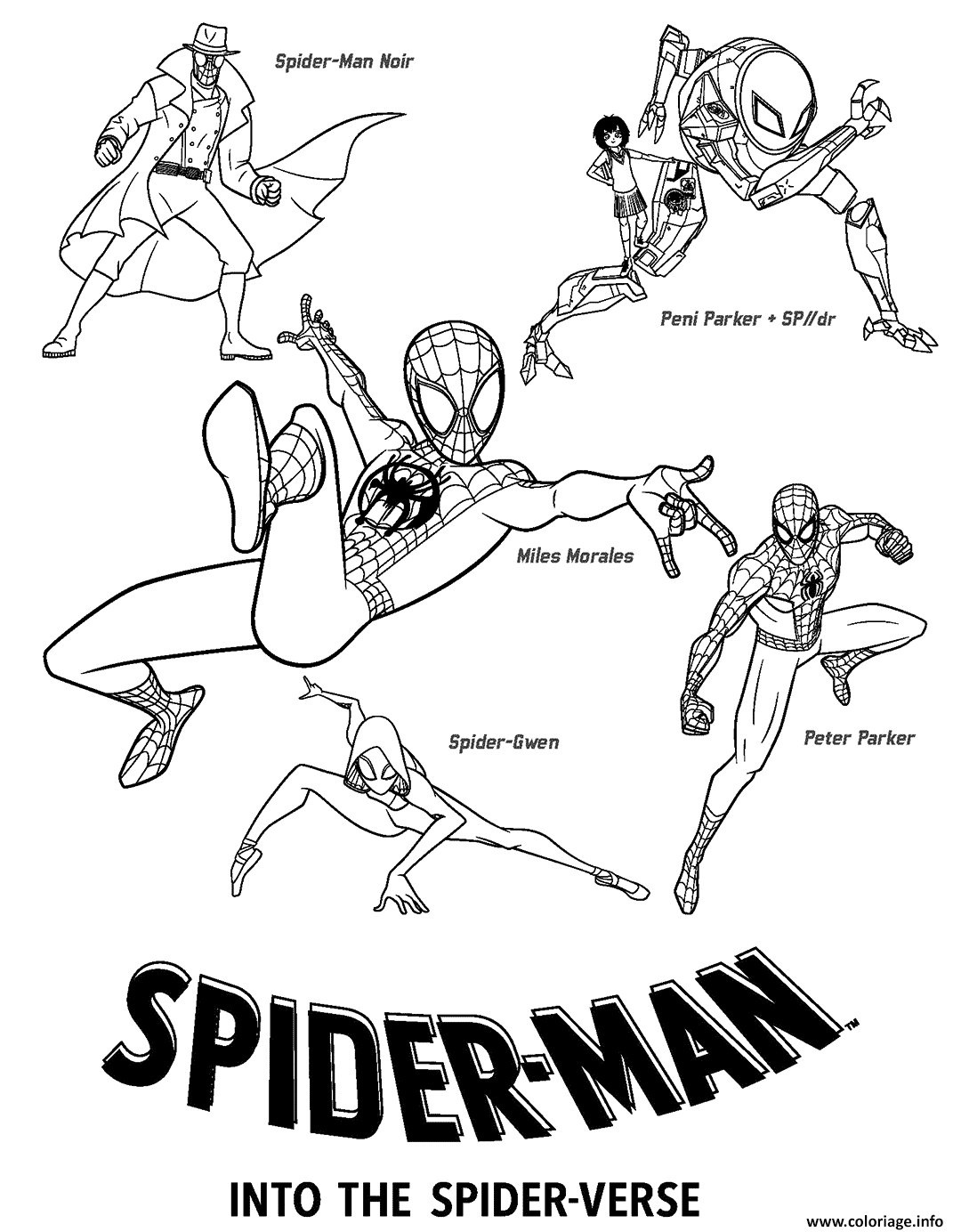Coloriage Spider Man Into The Spider Verse Movie Dessin à Imprimer