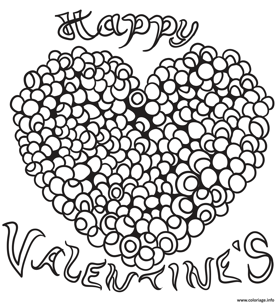 Coloriage Joyeux Valentines Coeur Adulte Dessin Stvalentin à imprimer