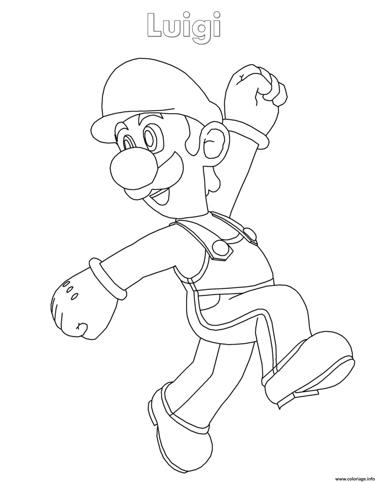 Coloriage Luigi Super Mario Nintendo JeColorie