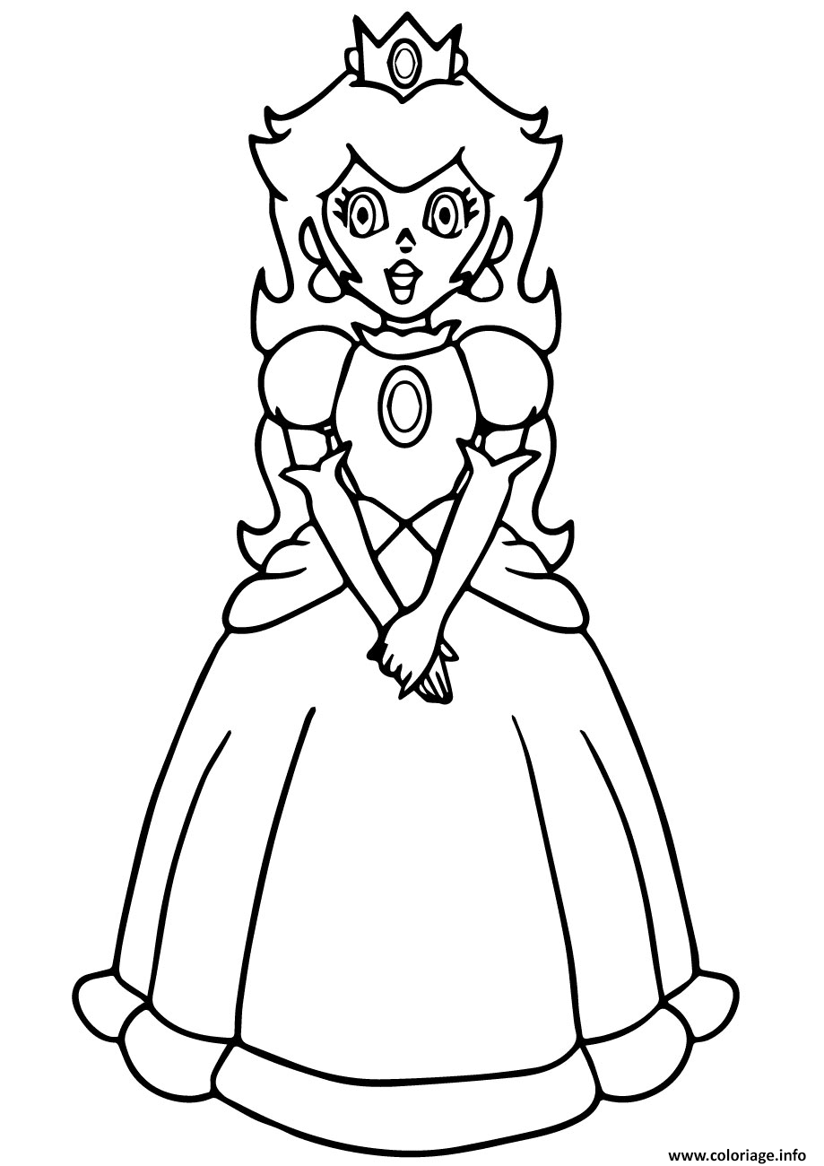 Coloriage Super Mario Princess Peach Dessin Mario Imprimer