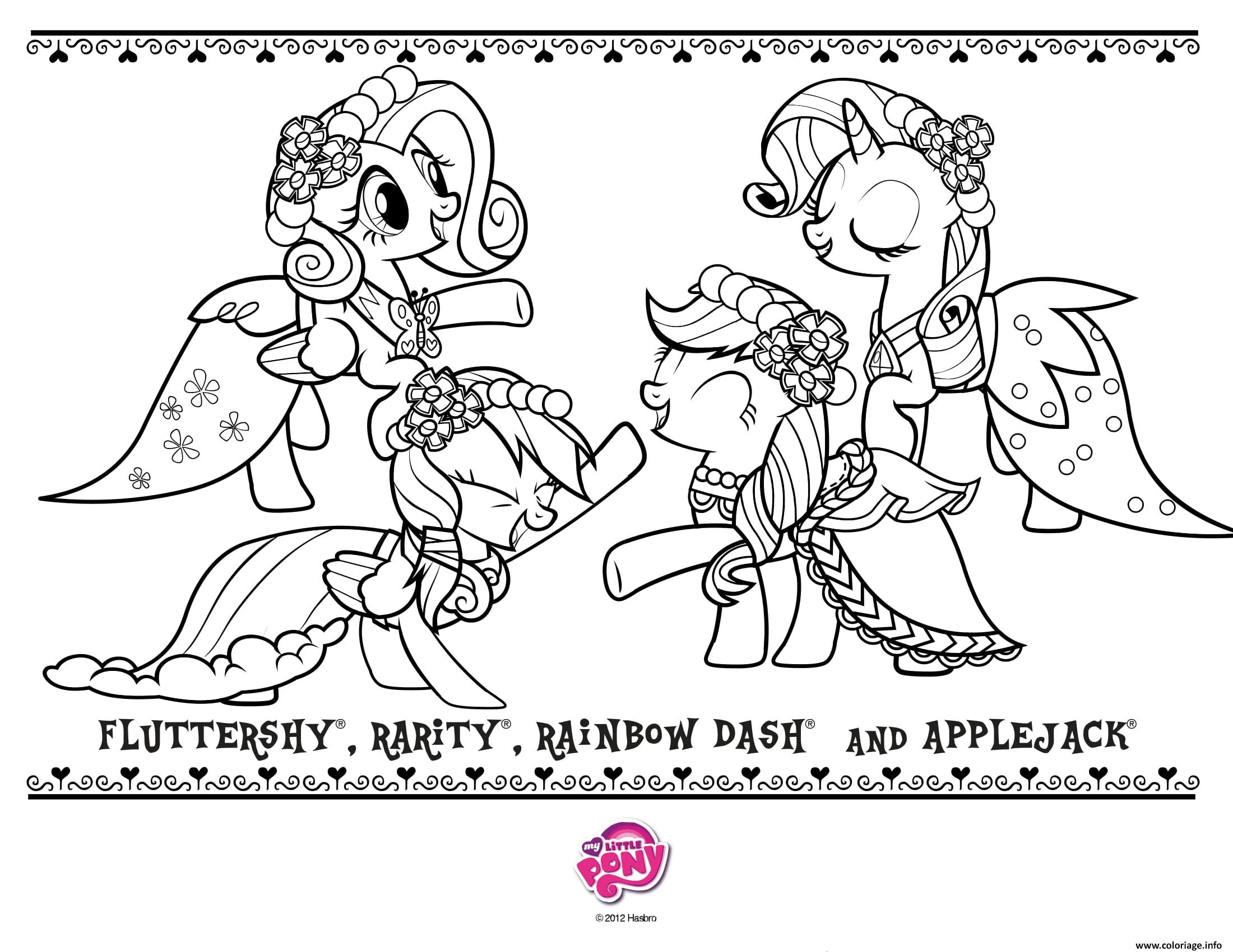 Coloriage Fluttershy Rarity Rainboy Dash Applejack Dessin à Imprimer
