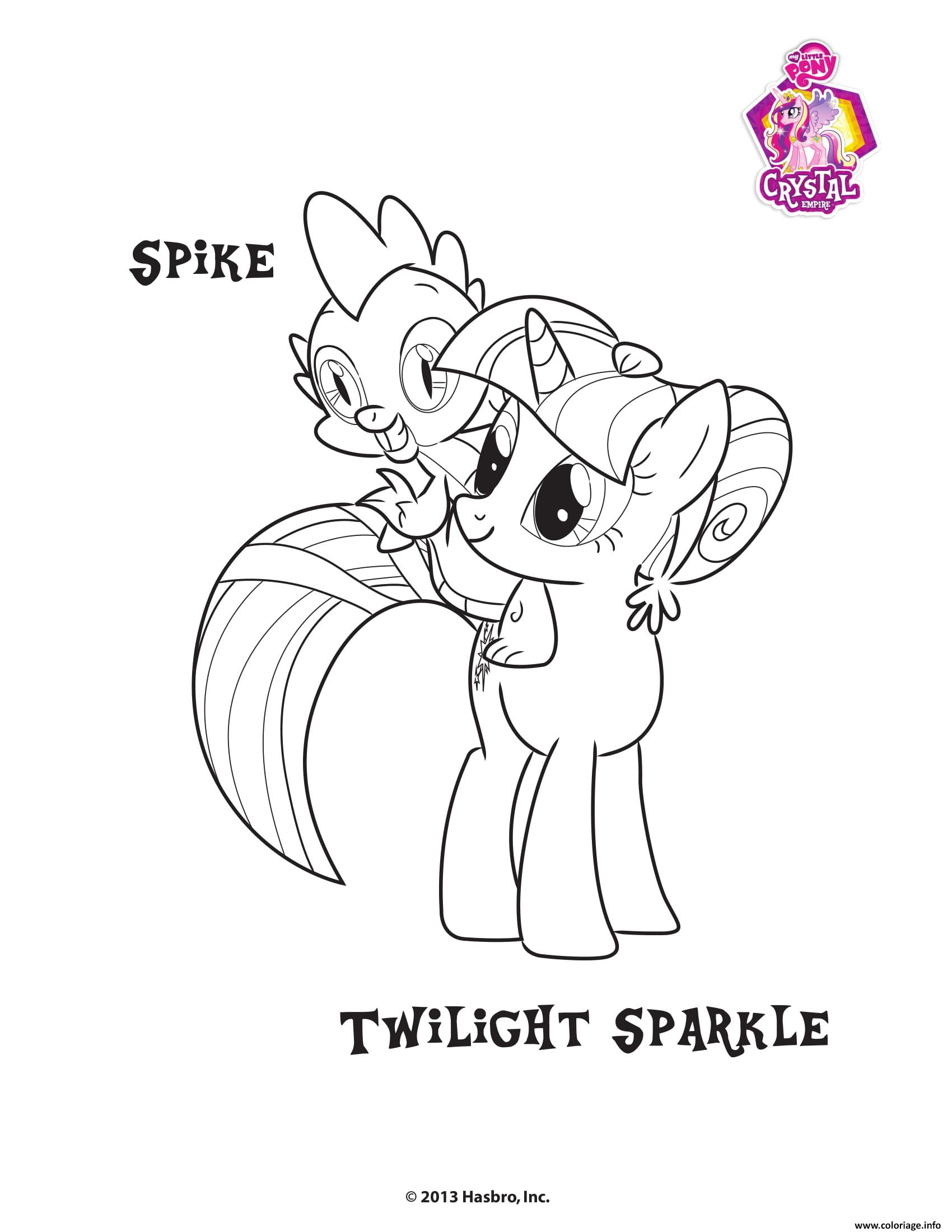 Coloriage Spike Twilight Sparkle Empire Crystal Dessin à Imprimer