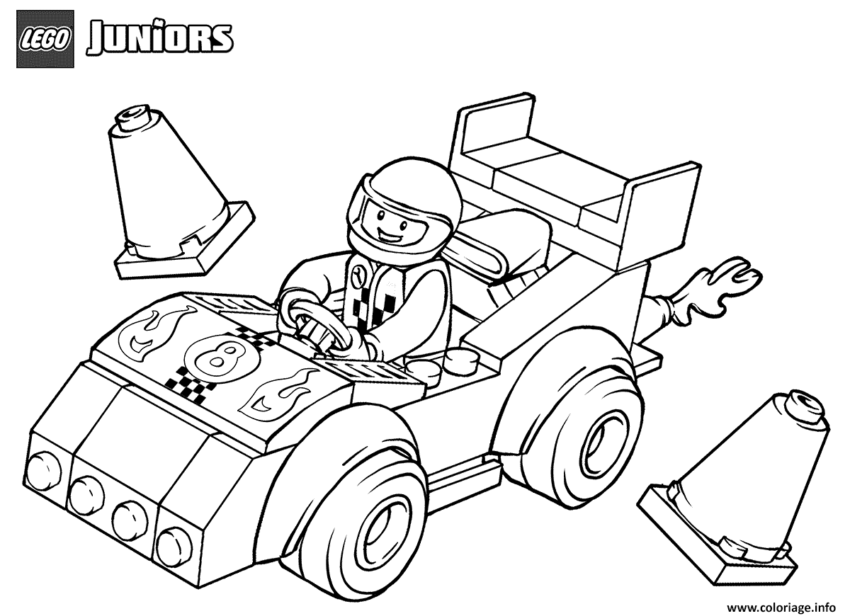 Coloriage Lego Juniors Race Car Dessin à Imprimer