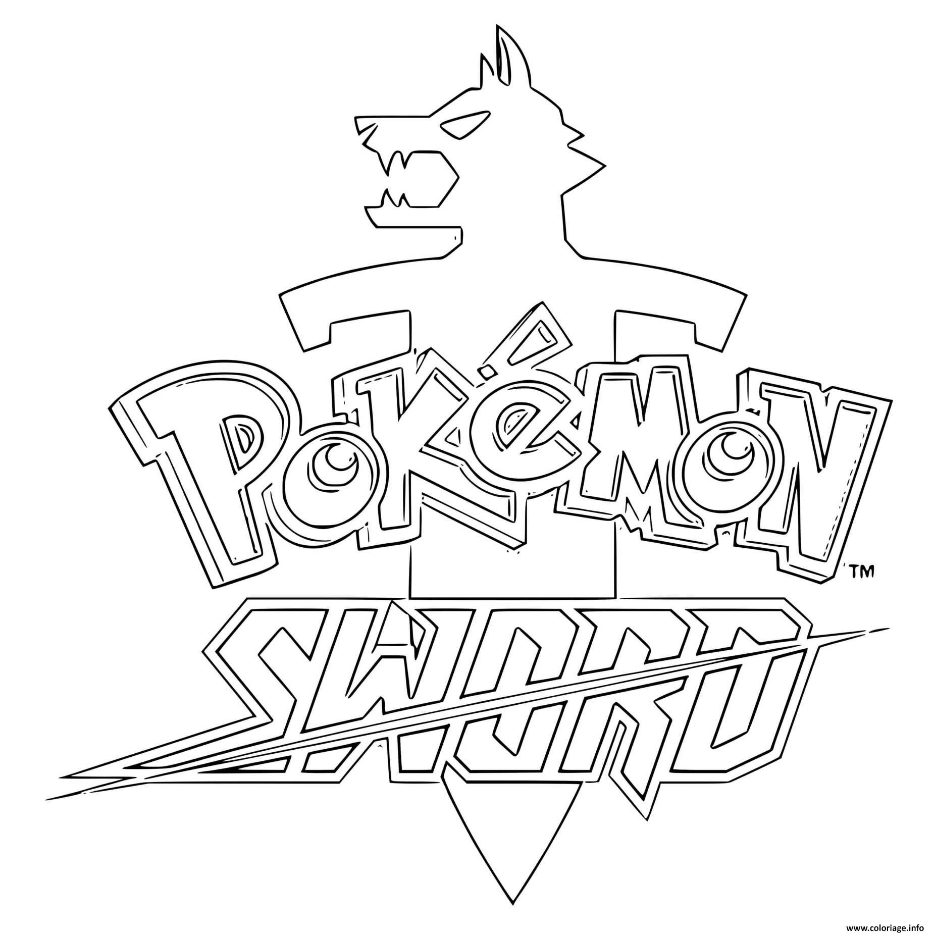 Dessin pokemon sword logo Coloriage Gratuit à Imprimer