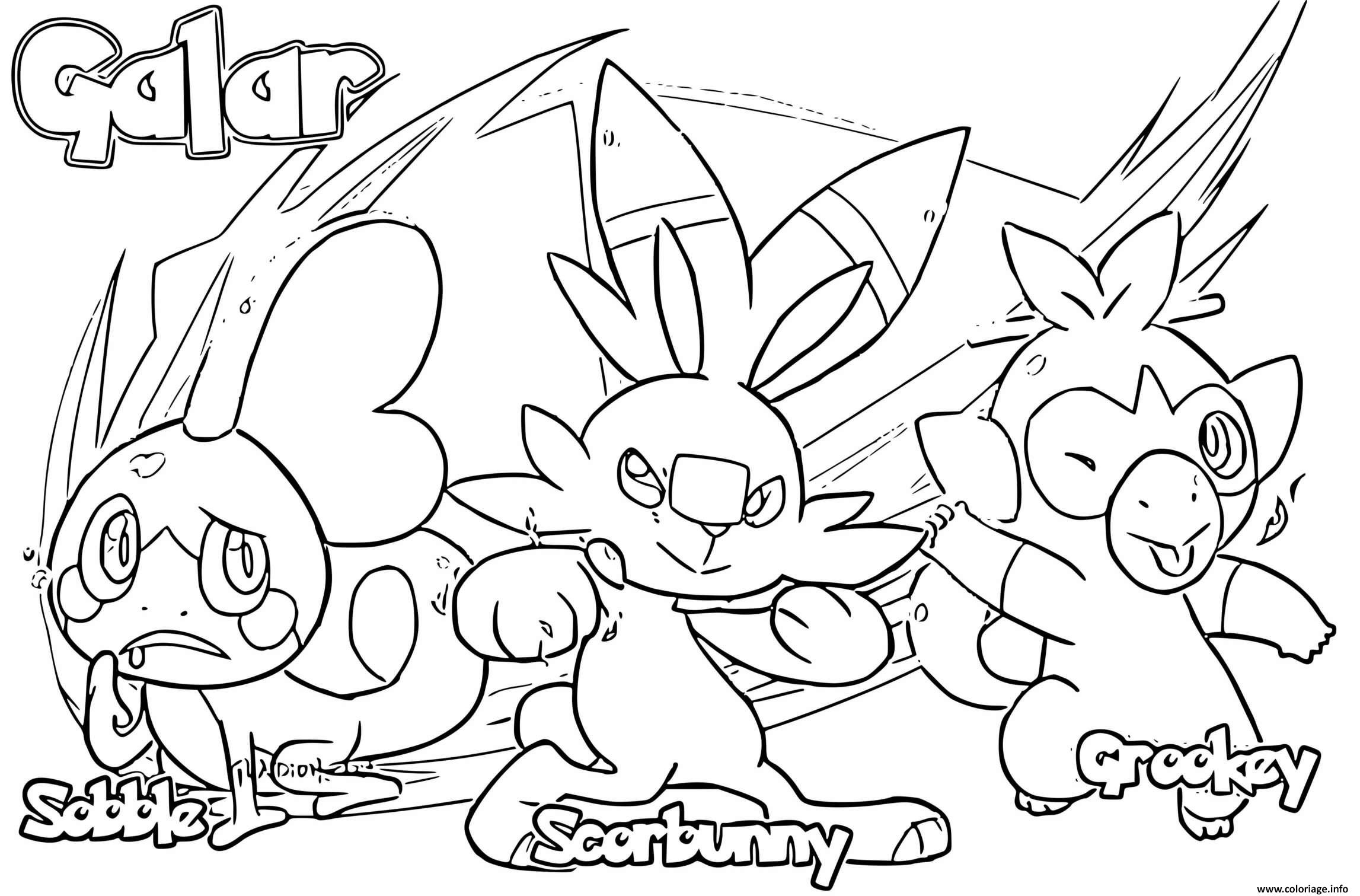 Dessin pokemon sword shield starters by gladioh Coloriage Gratuit à Imprimer