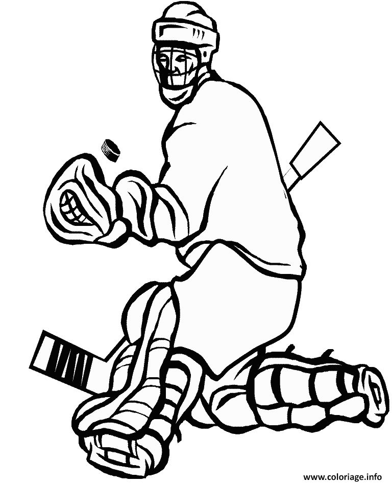 Dessin arret du gardien de hockey Coloriage Gratuit à Imprimer