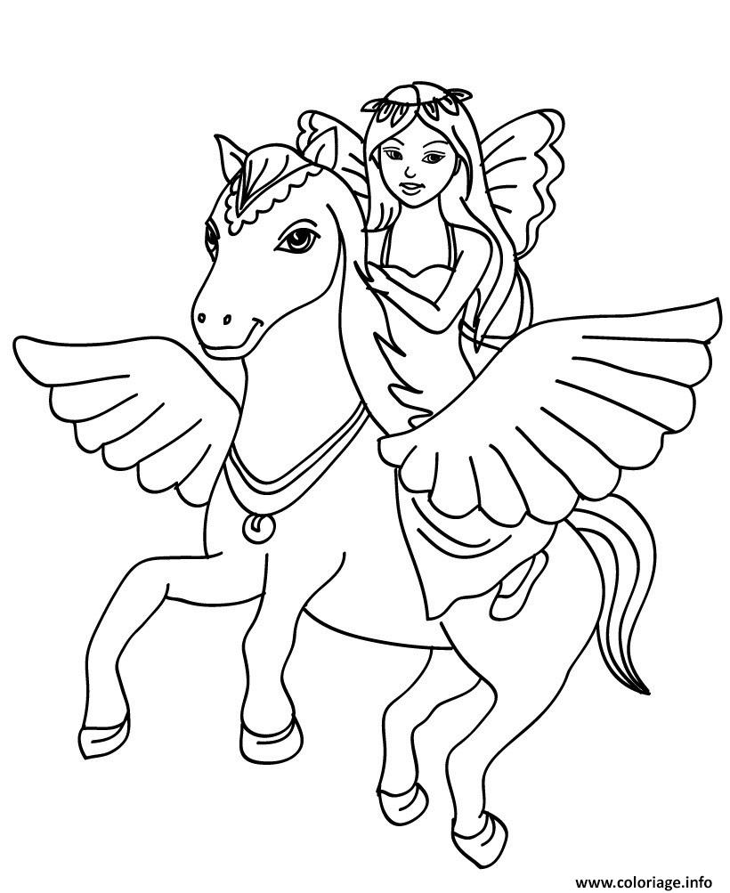 Dessin petite fille sur cheval Coloriage Gratuit à Imprimer