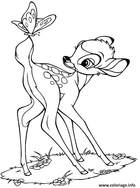 Dessin bambi disney animaux Coloriage Gratuit à Imprimer