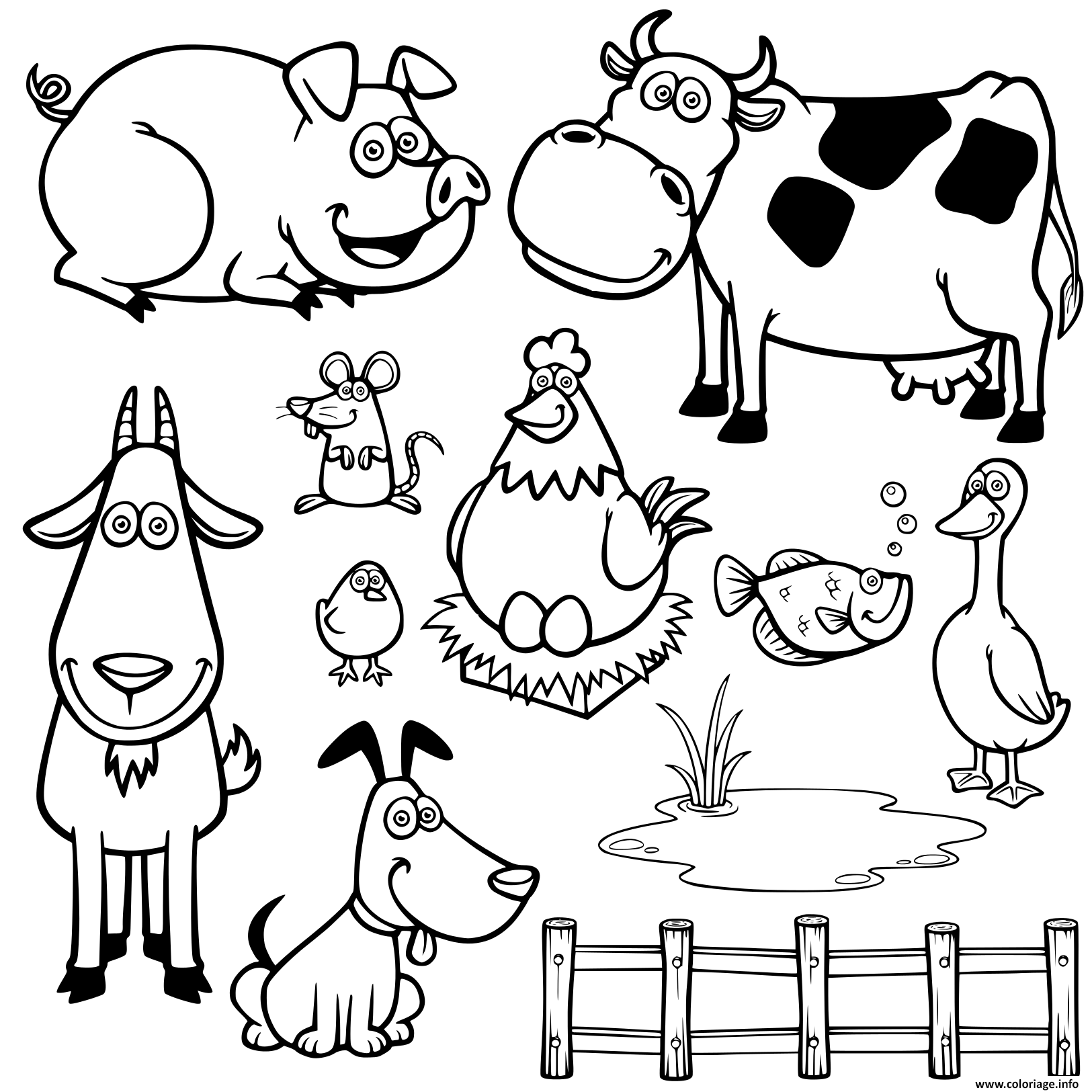 Coloriage animaux de la ferme dessin anime - JeColorie.com