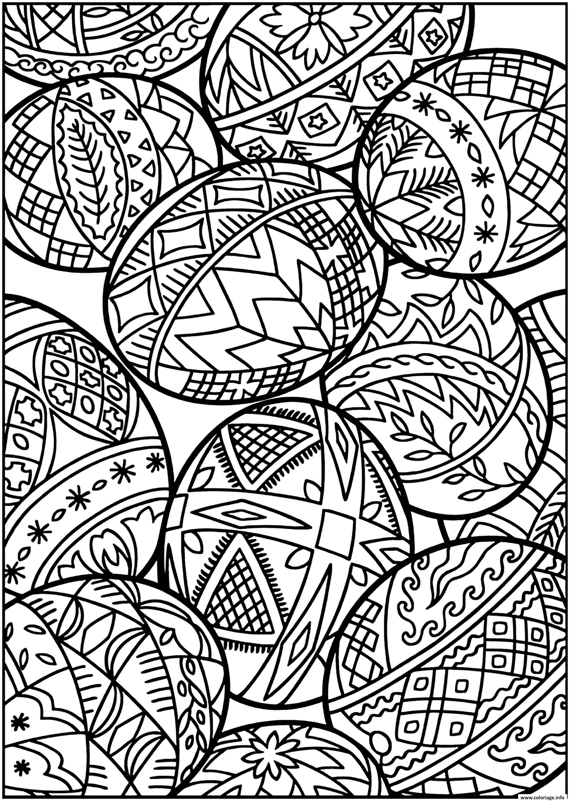 Dessin oeufs paques et motifs Coloriage Gratuit à Imprimer