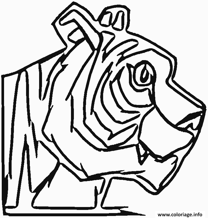 Dessin tete de tigre de profil Coloriage Gratuit à Imprimer