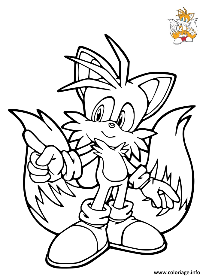 Dessin Sonic Tails Miles Prower Coloriage Gratuit à Imprimer