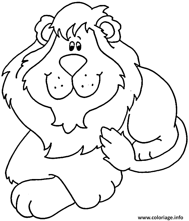Coloriage Un Lion Avec Les Pattes Croises Dessin à Imprimer