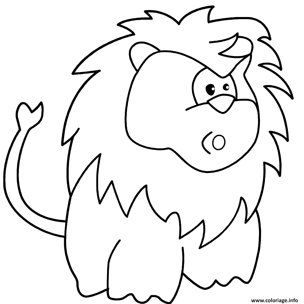 Coloriage Surprised Cartoon Lion Dessin à Imprimer