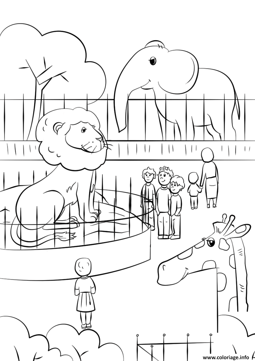 Coloriage Zoo Animals Dessin Lion à imprimer