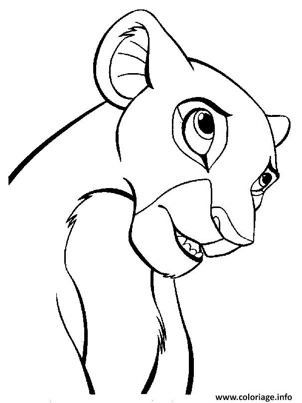 Coloriage dessin nala facile roi lion  JeColorie.com