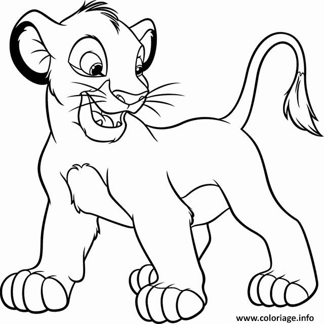 Dessin le roi lion simba joyeux Coloriage Gratuit à Imprimer