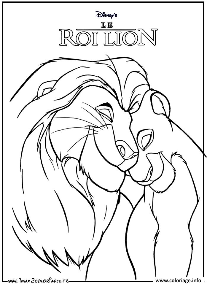 Coloriage Simba Et Nala Adulte Roi Lion Dessin à Imprimer