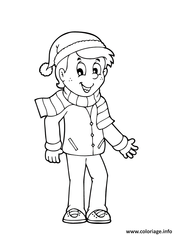 Dessin garon 10 ans en hiver Coloriage Gratuit à Imprimer