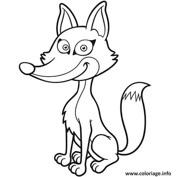 Coloriage Renard Joyeux Facile Enfant Dessin Renard A Imprimer