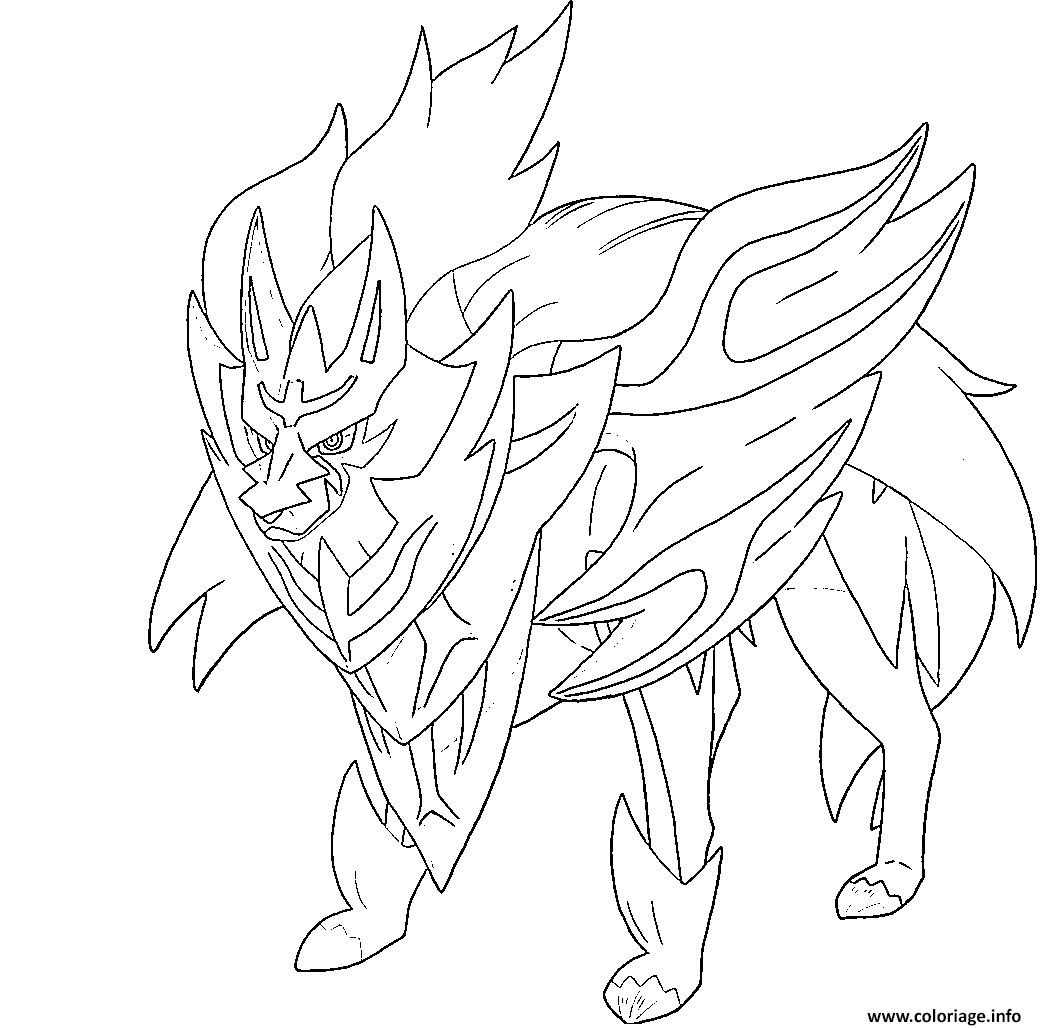 Dessin Zamazenta bouclier lumineux Pokemon Legendaire Coloriage Gratuit à Imprimer