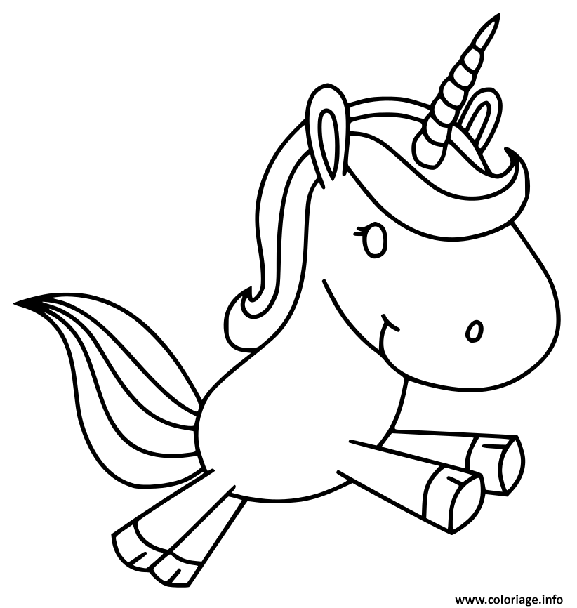  Coloriage  Licorne  Kawaii  Joyeuse Dessin Licorne   imprimer 