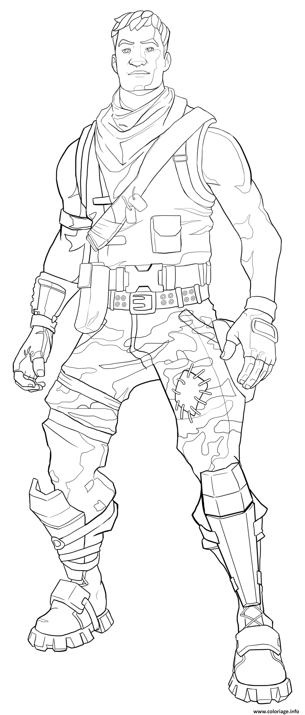 Dessin fortnite default skin coloring page male Coloriage Gratuit à Imprimer