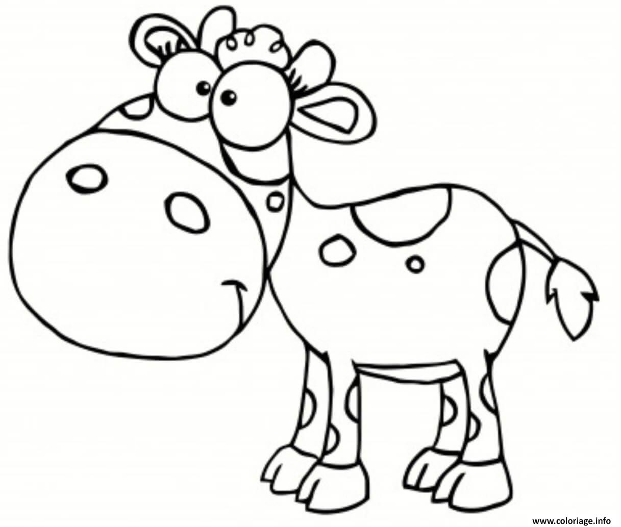 Coloriage Vache Animaux De La Ferme Rigolo Dessin à Imprimer