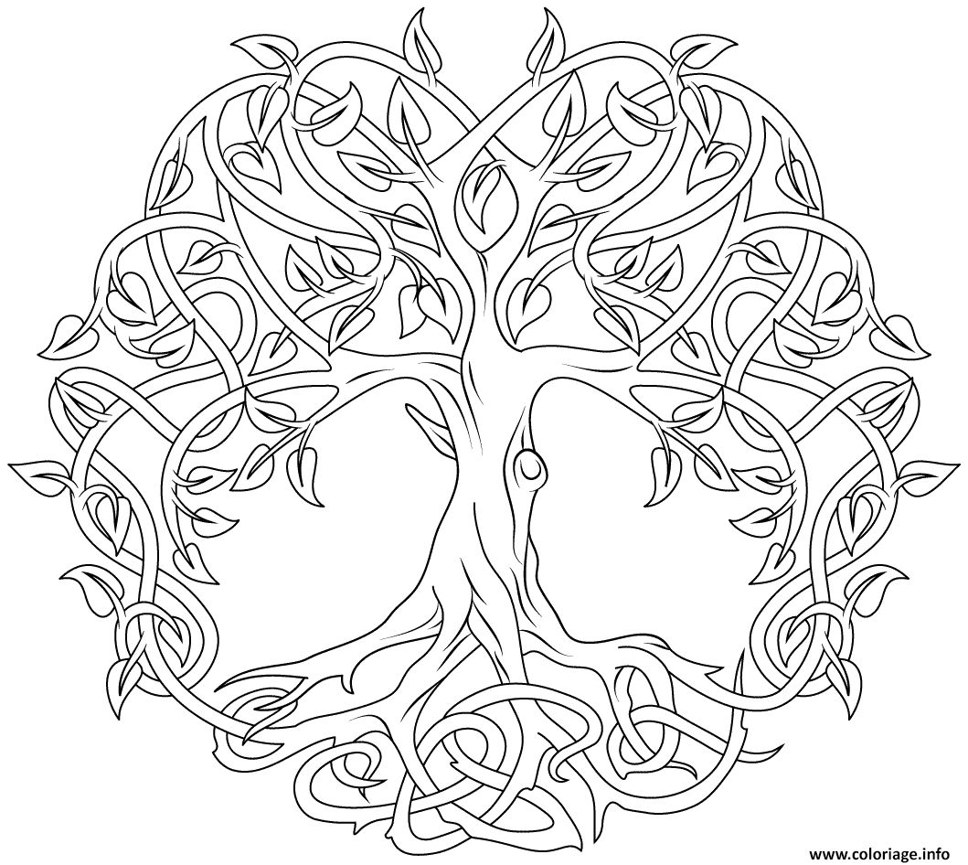 Dessin mandala arbre de la vie par Artsashina Coloriage Gratuit à Imprimer