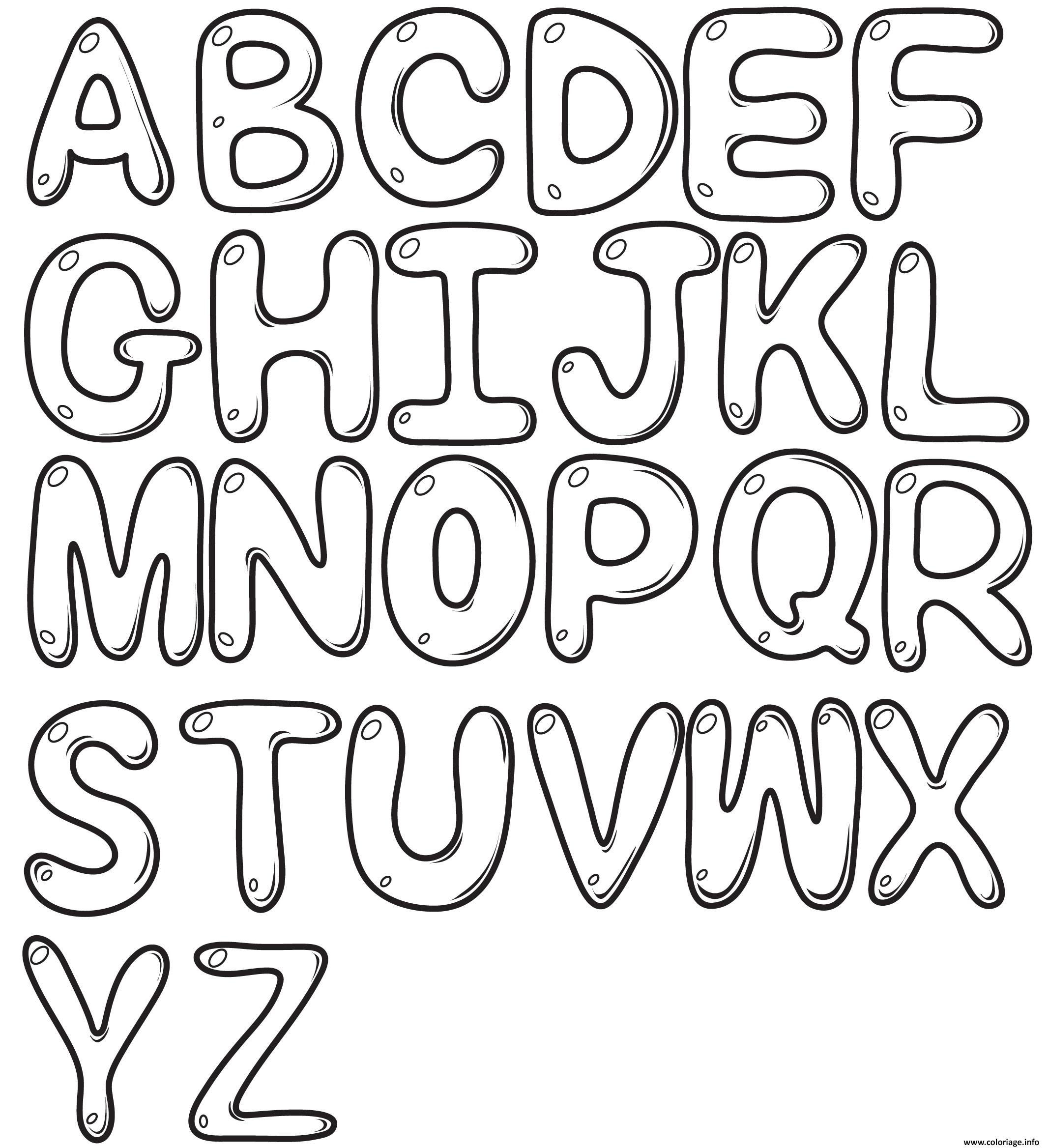 Dessin bubble letters alphabet az Coloriage Gratuit à Imprimer