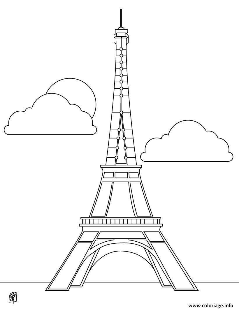 Coloriage Tour Eiffel France Monument Francais Dessin France