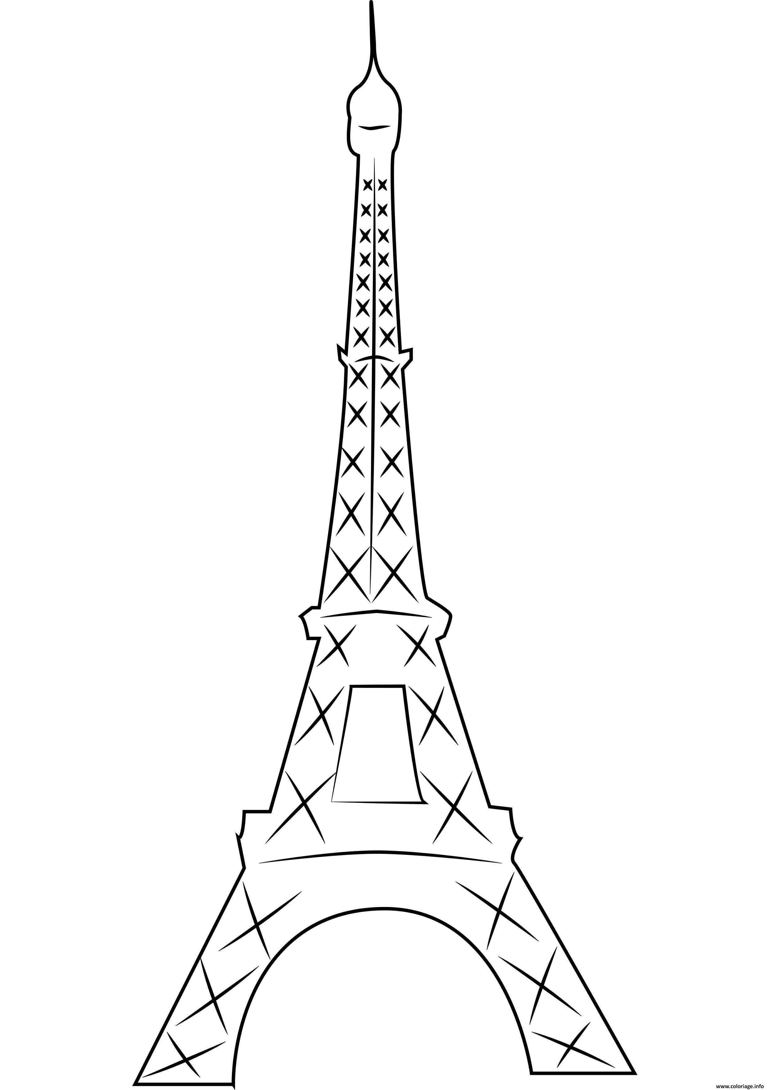 Dessin simple tour eiffel de paris en France Coloriage Gratuit à Imprimer