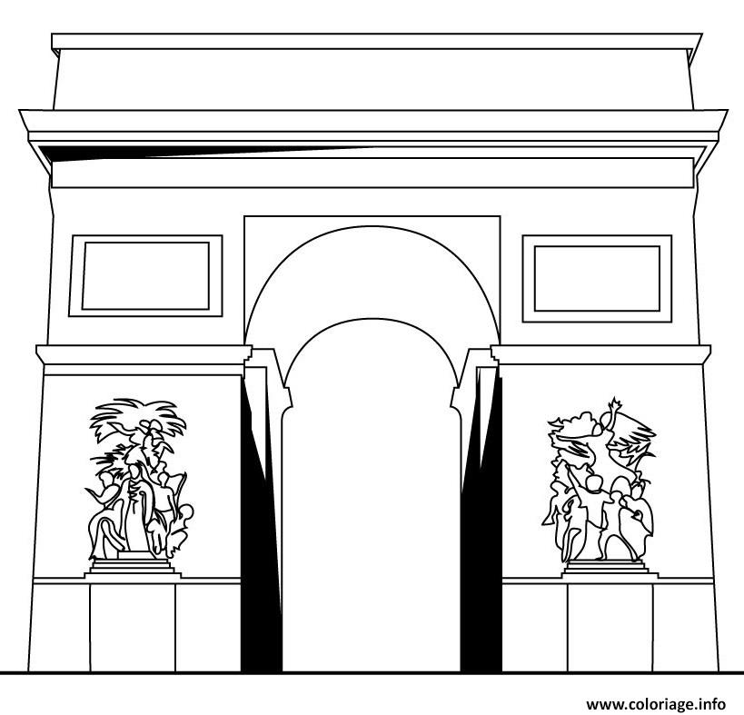 Dessin arc de triomphe france Coloriage Gratuit à Imprimer