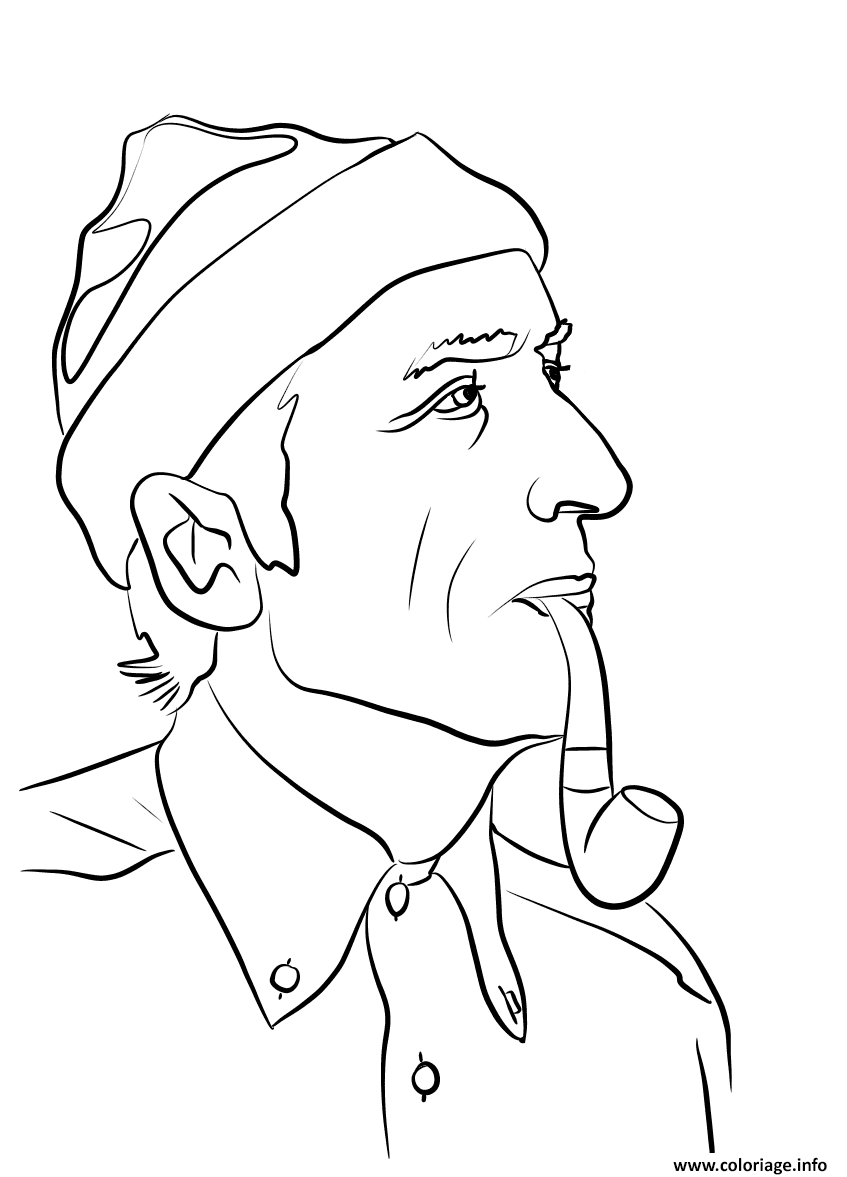 Coloriage Jacques Yves Cousteau Dessin à Imprimer