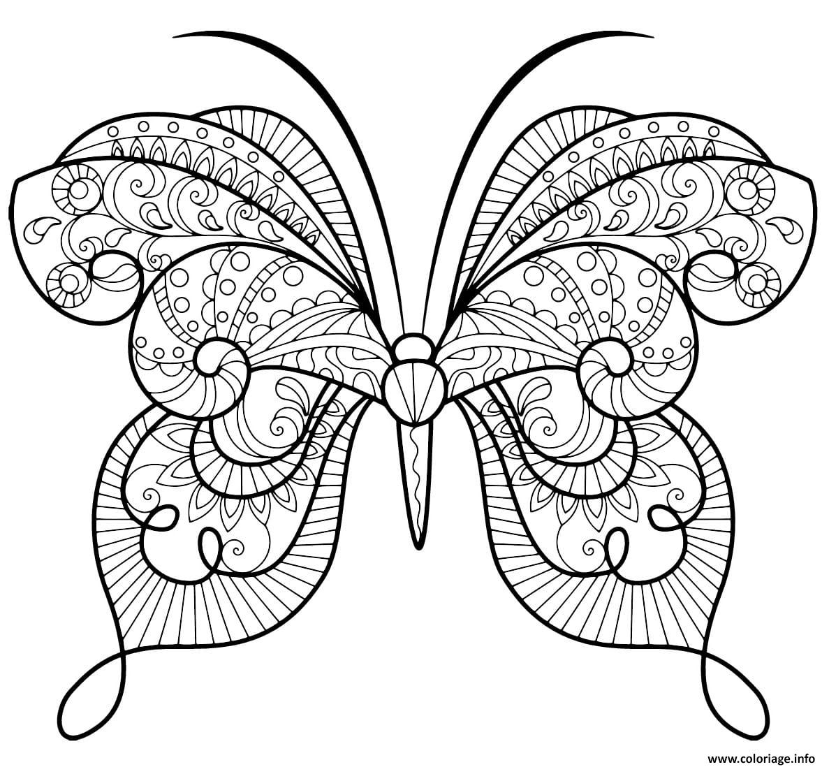 Dessin papillon zentangle jolis motifs 15 Coloriage Gratuit à Imprimer