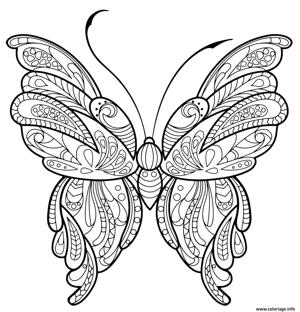 Dessin papillon zentangle jolis motifs 16 Coloriage Gratuit à Imprimer