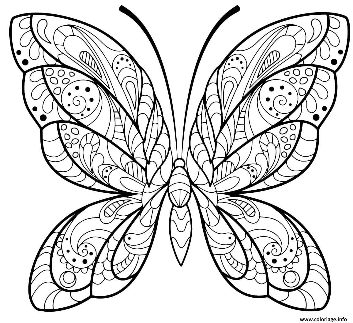 COLORIAGE ADULTE Papillon: coloriage adulte gros motifs,21x27 cm