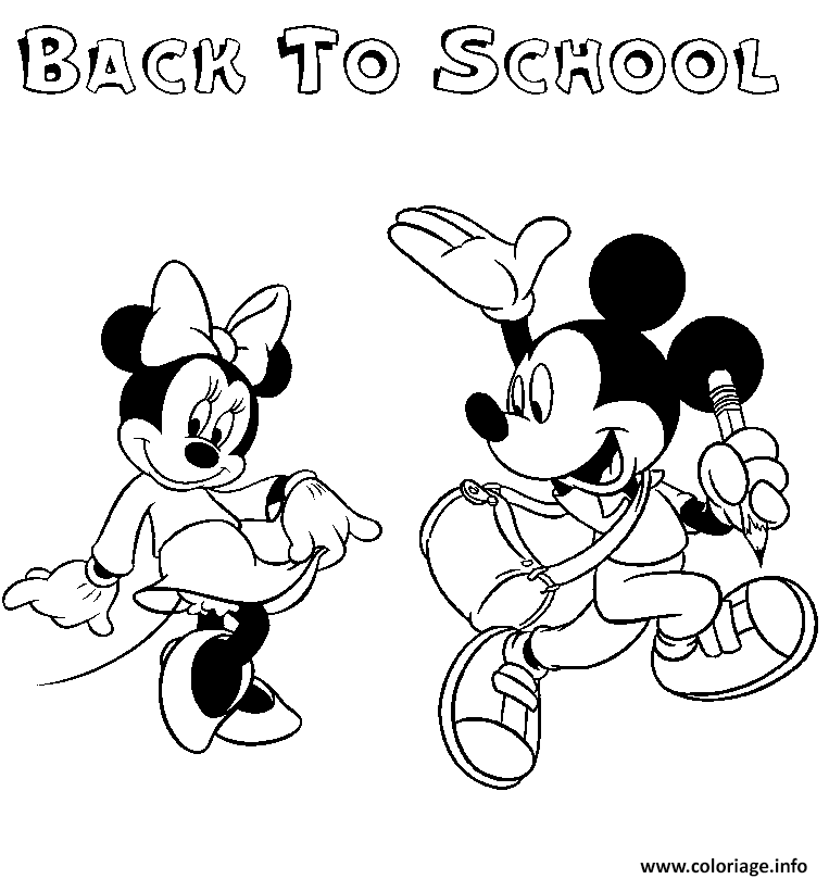 Dessin rentree scolaire disney mickey mouse Coloriage Gratuit à Imprimer