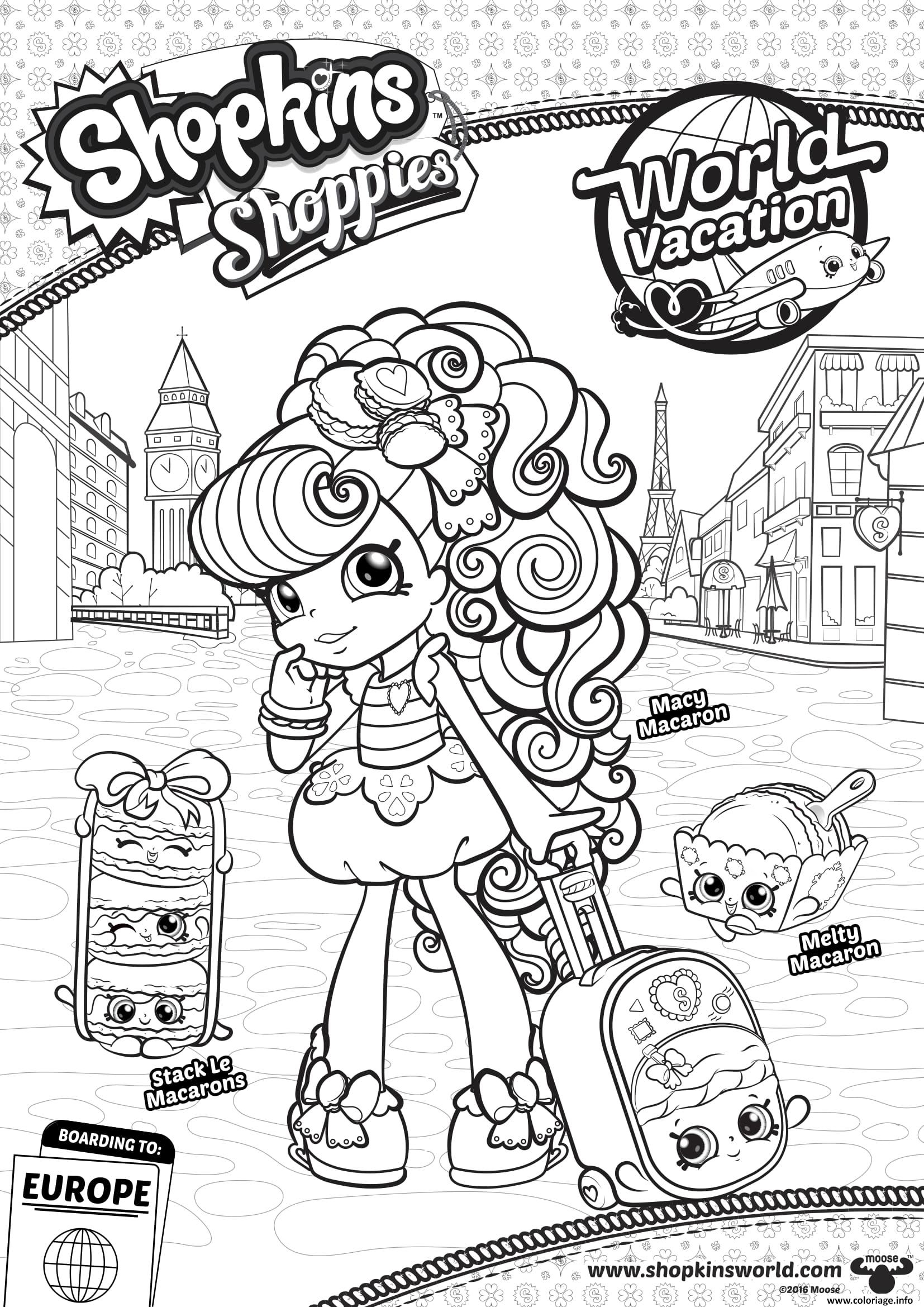 Coloriage Shopkins Shoppies Macy Melty Stack Macaron Family Dessin à Imprimer
