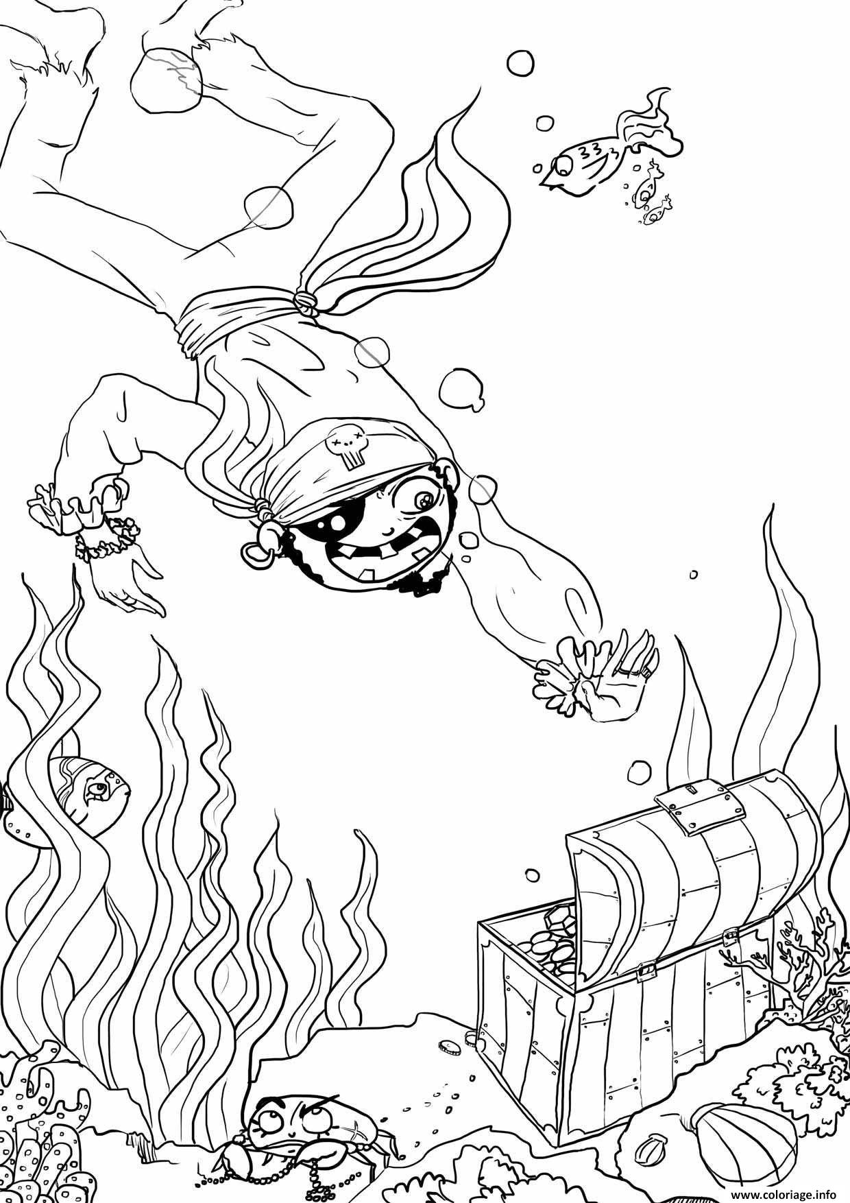 Dessin Gulli Pirate trouve son tresor Coloriage Gratuit à Imprimer