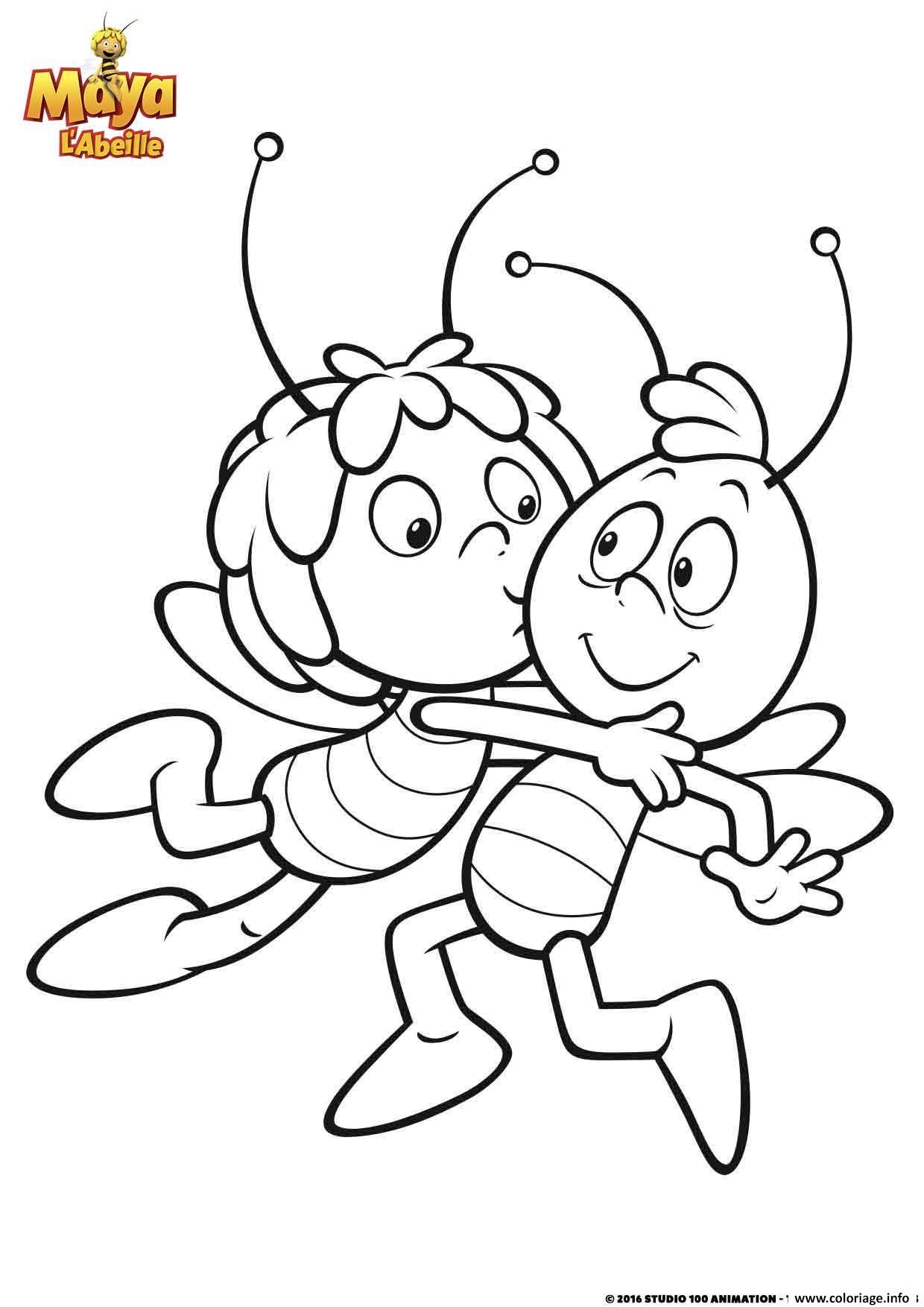 Dessin Le bisou de Maya l abeille Coloriage Gratuit à Imprimer